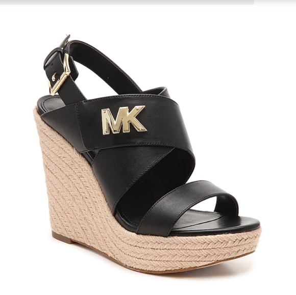 Michael Kors Shoes - MK KORS SIDNEY WEDGE SANDAL BLACK SIZE 11
